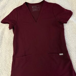Figs Burgundy Scrub Top